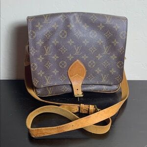 Louis Vuitton Classic Coated Canvas Brown Tan Monogram Crossbody Bag Purse